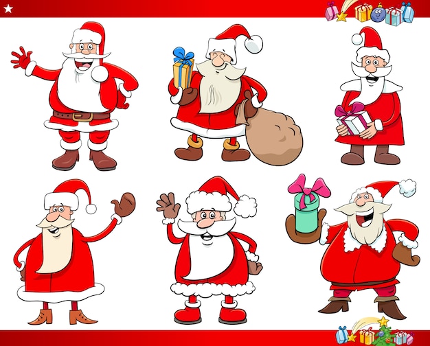 Conjunto de caracteres de férias de natal papai noel