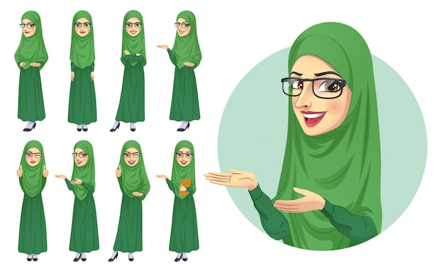 Conjunto de caracteres de mulher hijab