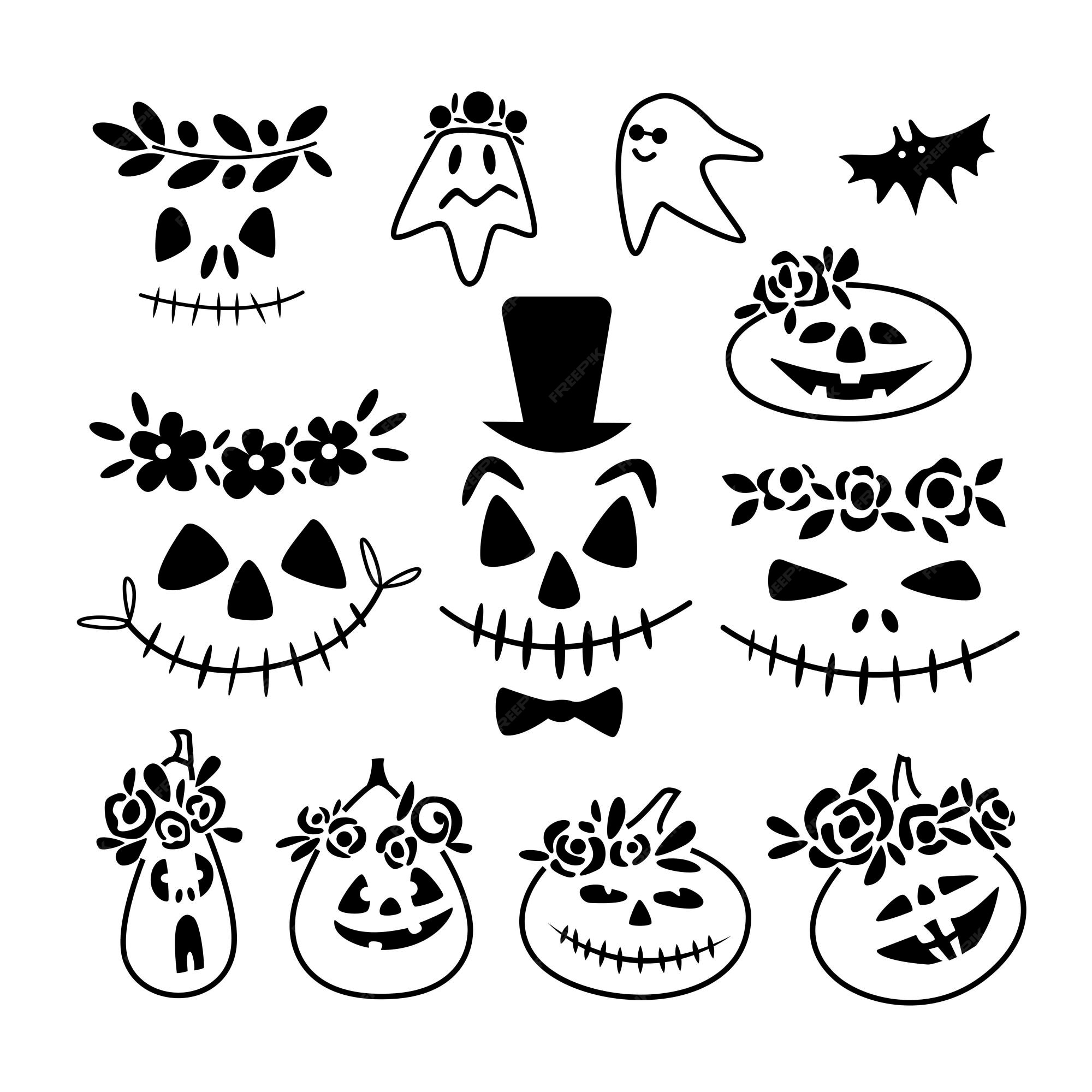 conjunto de fantasmas de halloween com uma cara sorridente assustadora e  engraçada, ilustração vetorial de desenho animado 4684553 Vetor no Vecteezy