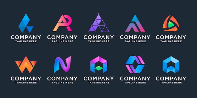 Conjunto de carta de monograma criativa A inspiração de design de logotipo