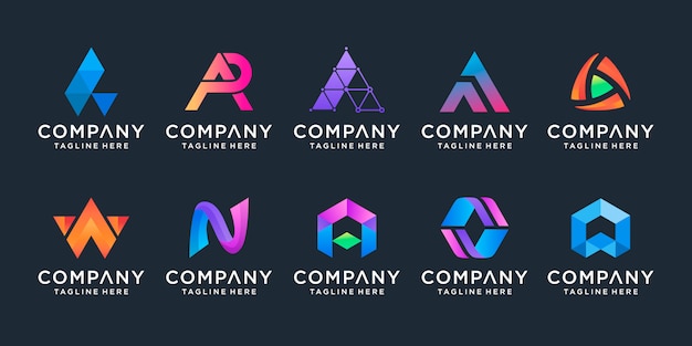 Conjunto de carta de monograma criativa a inspiração de design de logotipo