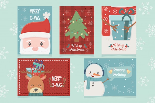 Conjunto de cartão celebração feliz Natal