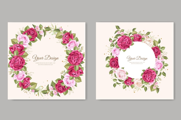 Conjunto de cartão de convite de casamento desenhado à mão rosas marrons