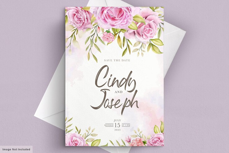 Vetor conjunto de cartão de convite elegante rosa suave e aquarela