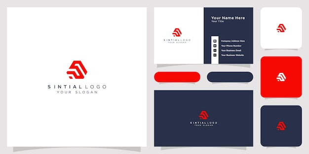 Conjunto de cartão de visita do logotipo das iniciais s