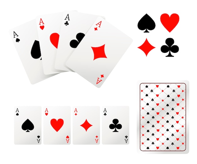 Composição realista do clube de pôquer com cartas caindo