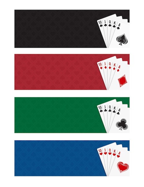 Vetor conjunto de cartas de jogo de pôquer e cassino conjunto de cartas royal straight flush