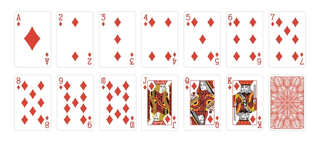 Conjunto de cartas de póquer com cartas de jogo de póquer isoladas em fundo branco