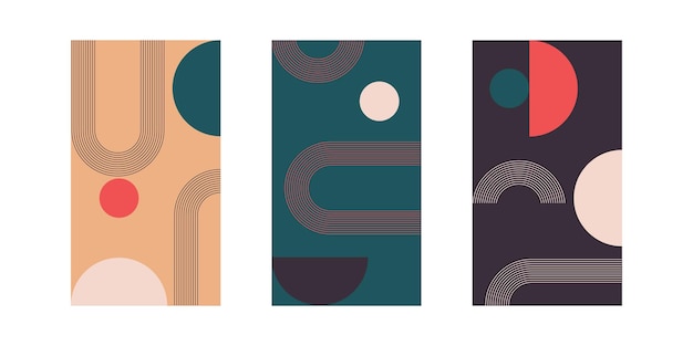 conjunto de cartazes com fundo geométrico simples