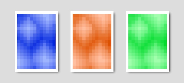 Vetor conjunto de cartazes de estilo pixel abstract pixelated posters