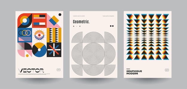 Conjunto de cartazes geométricos minimalistas Formas e padrões abstratos Modelos vetoriais
