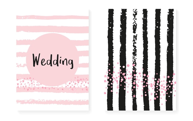 Conjunto de casamento com pontos e lantejoulas cartão de convite para chá de panela
