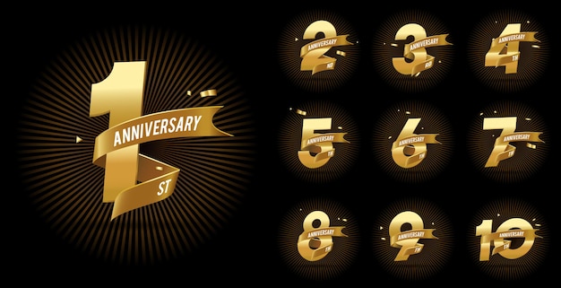 Conjunto de celebração do logotipo de aniversário de ouro
