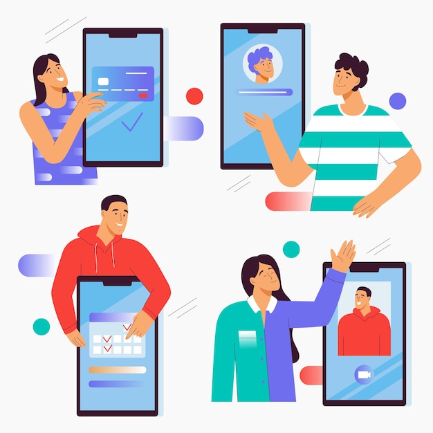 Conjunto de cenas de design de interface de aplicativo móvel