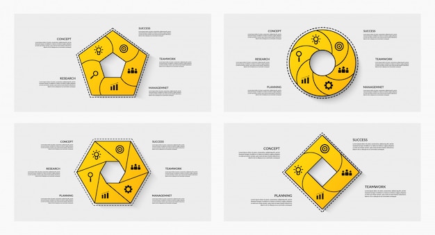 Conjunto de ciclo infográfico com várias opções