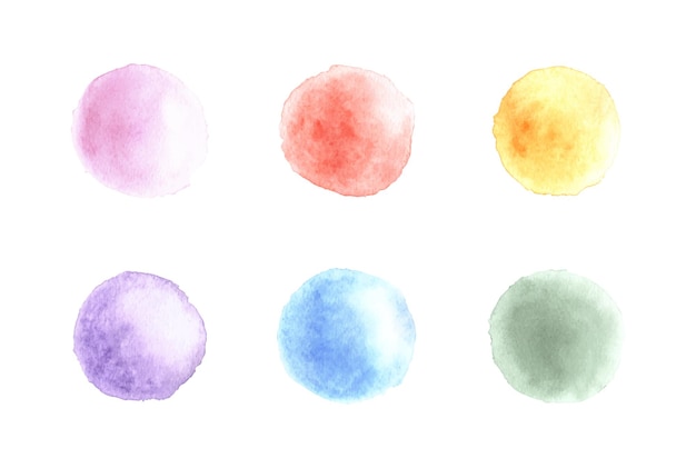 Conjunto de círculos coloridos em aquarela