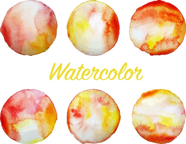 Vetor conjunto de círculos de aquarela de laranja