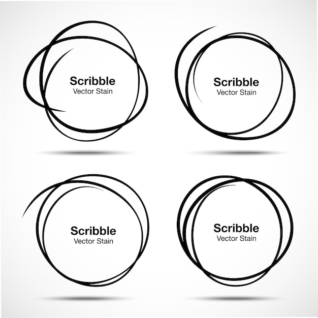Conjunto de círculos de rabisco desenhados à mão, elementos de design