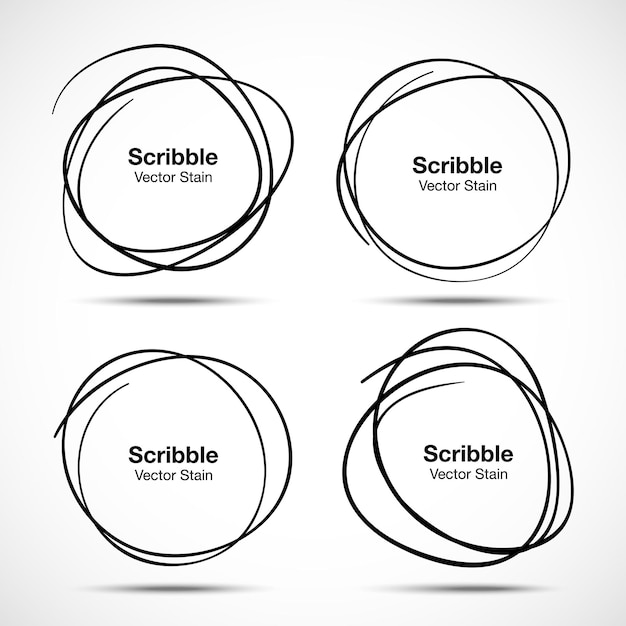 Conjunto de Círculos de Rabisco Desenhados à Mão