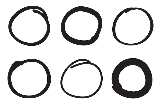 Conjunto de círculos desenhados à mão.