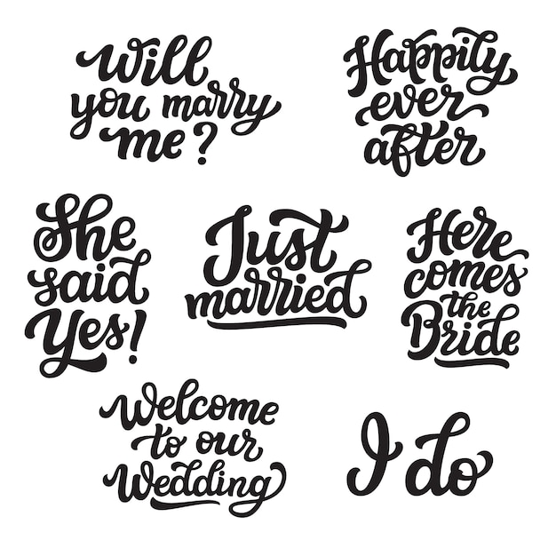 Conjunto de citações de letras de casamento