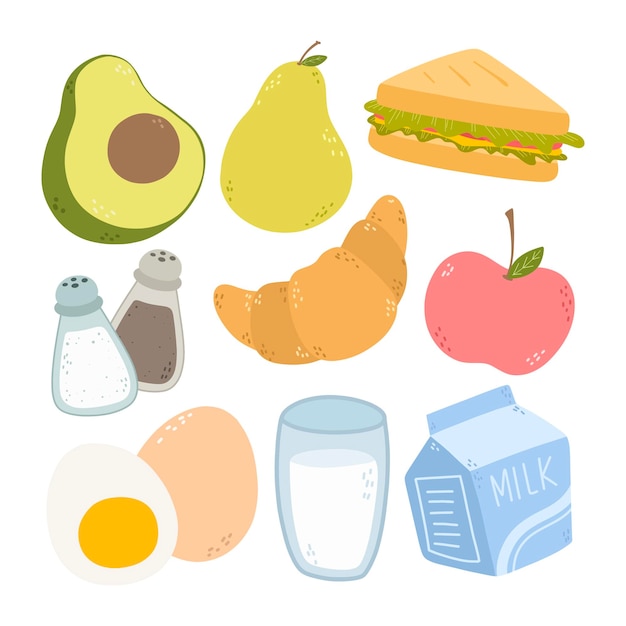 Conjunto de Clipart de Doodle de Café da Manhã