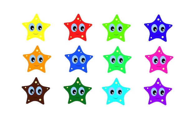 Vetor conjunto de clipart de estrelas coloridas