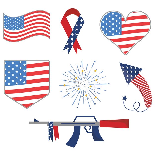 Vetor conjunto de clipart perfeito do memorial day