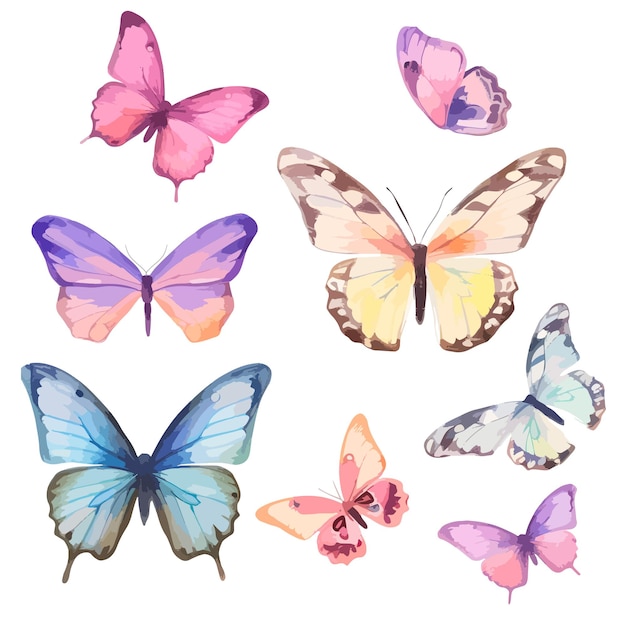 Conjunto de cliparts de borboleta de aquarela