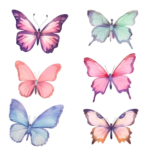 Conjunto de cliparts de borboleta de aquarela