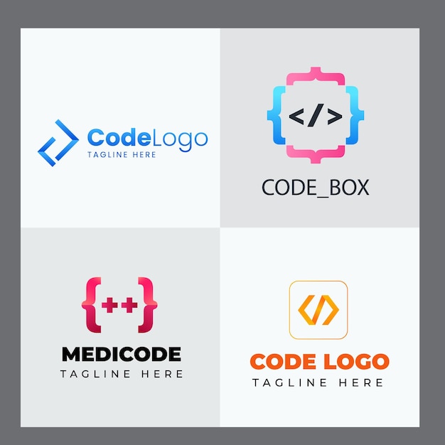 Conjunto de código Boost Logo desenha vetor conceito Rocket Code modelo de logotipo vetor ícone