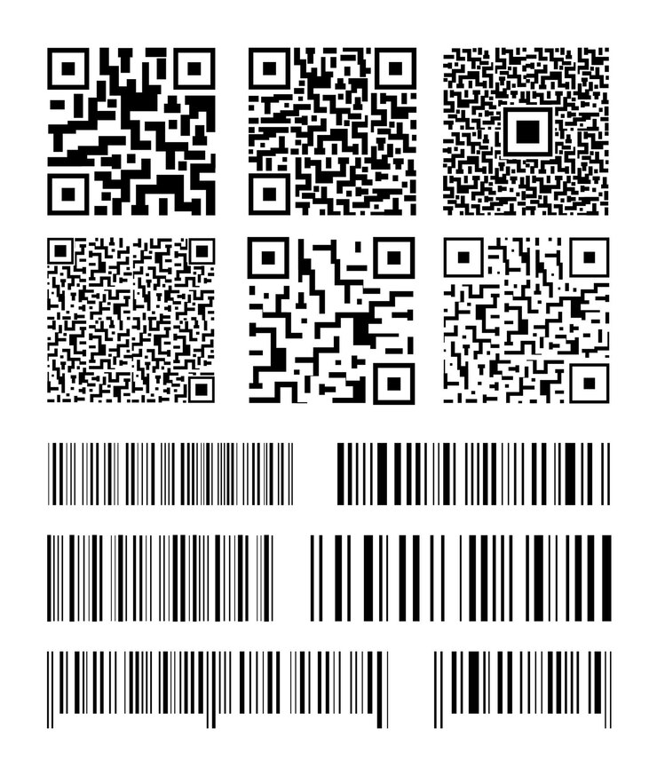 Vetor conjunto de códigos de barras. códigos qr de coleção. ilustração.