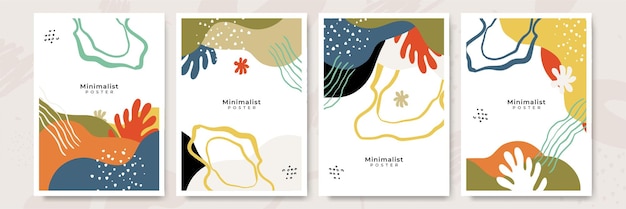 Conjunto de colagens vetoriais coloridas modernas com formas e texturas orgânicas desenhadas à mão Design contemporâneo na moda perfeito para impressões panfletos banners convites de brochura capas de design de marca