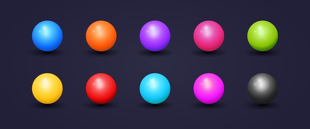 Conjunto de coleção 3d realista de bolas coloridas