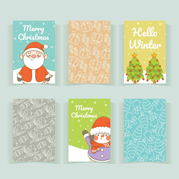 Vetor conjunto de coleção bonito cartão de natal