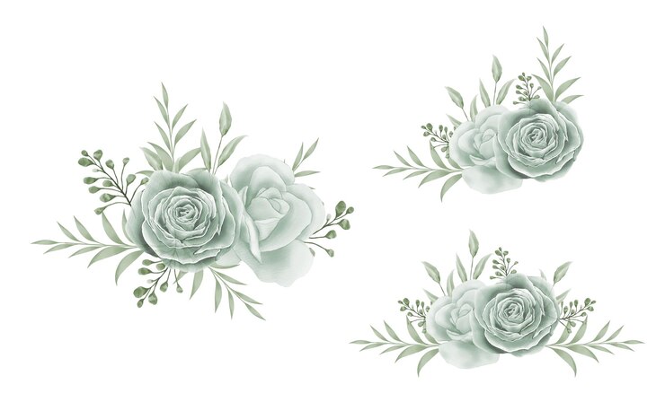 Vetor conjunto de coleção de buquê de flores para elementos de casamento ou cartões com aquarela
