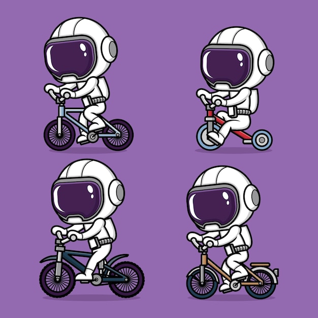 Conjunto de coleção de ciclismo de astronauta bonito dos desenhos animados