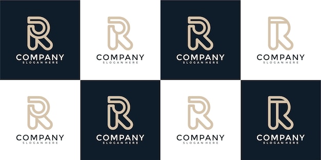 Conjunto de coleção de design de logotipo abstrato criativo letra r