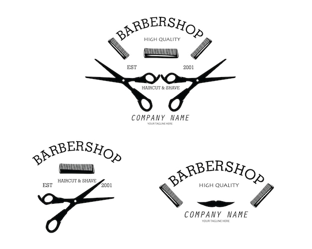 Conjunto de coleção de design de logotipo de barbearia