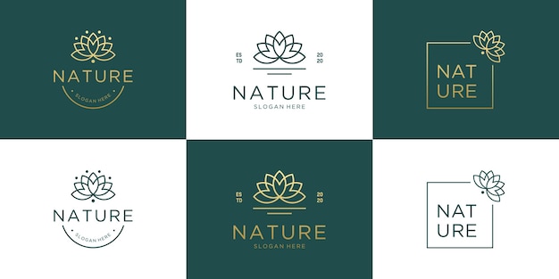 Conjunto de coleção de design de logotipo de flor elegante de luxo