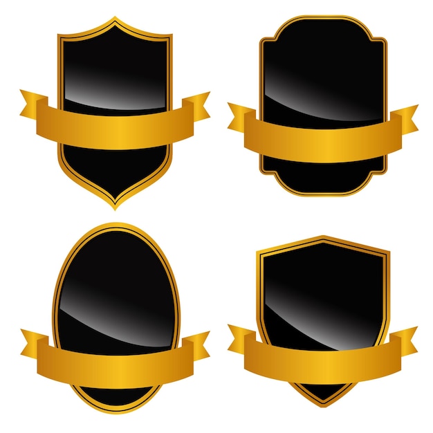 Conjunto de coleção de emblemas de ouro preto design vetorial