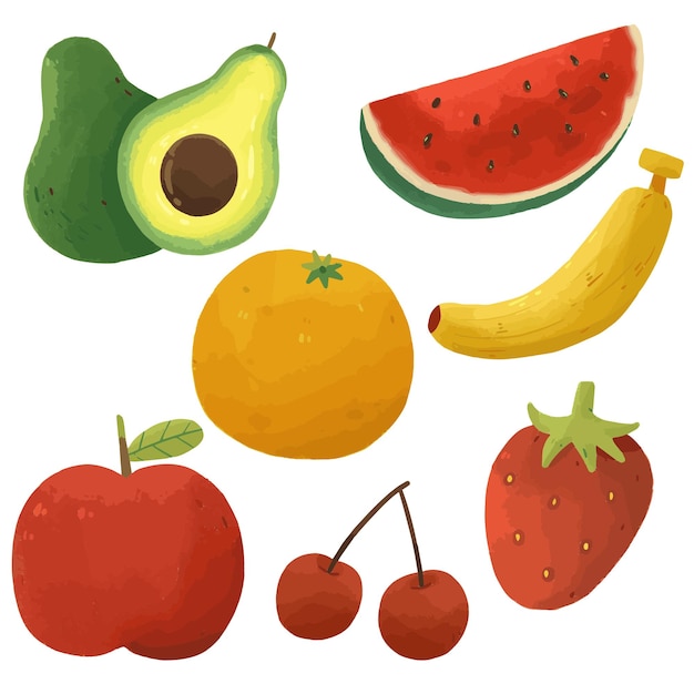 Conjunto de coleção de ilustrações de frutas frescas