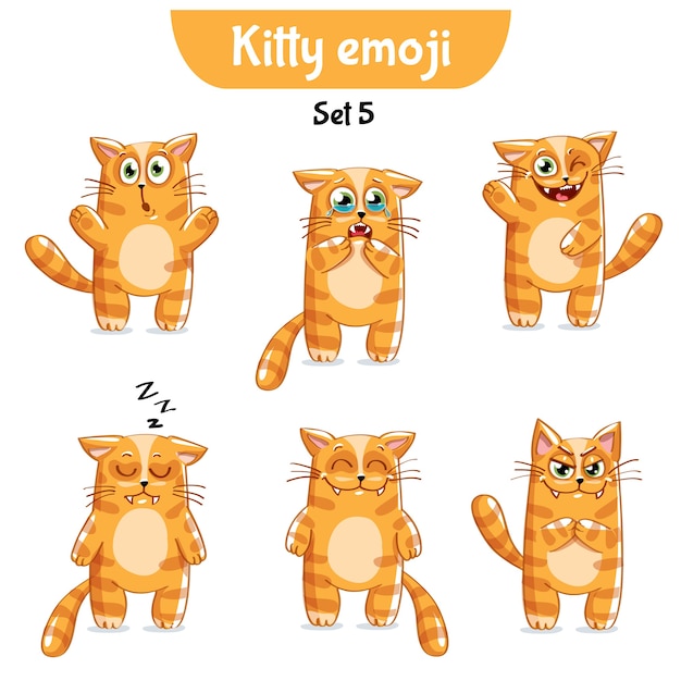 Desenho Animado De Gato Fofo Isolado Emoji Ilustração do Vetor