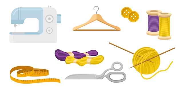 Conjunto de coleção de kit de costura máquina de costura tesoura fio de lã cabide fita de medição botão