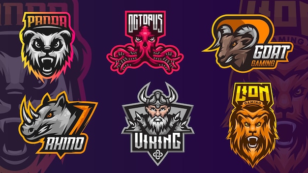 Conjunto de coleção de logotipo de mascote da Esports
