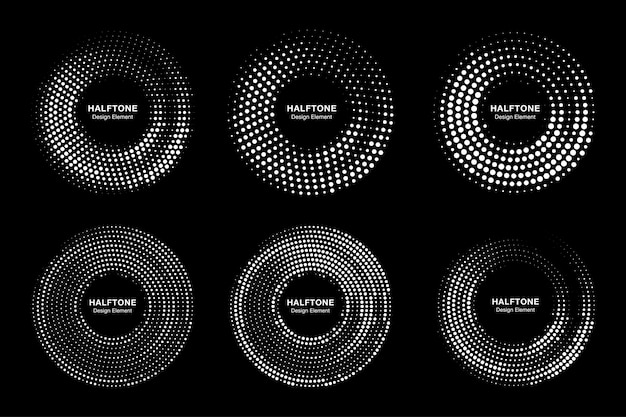 Conjunto de coleção de logotipo de pontos de meio-tom de frames circulares
