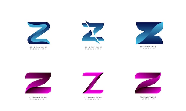 Conjunto de coleção de logotipo gradiente z