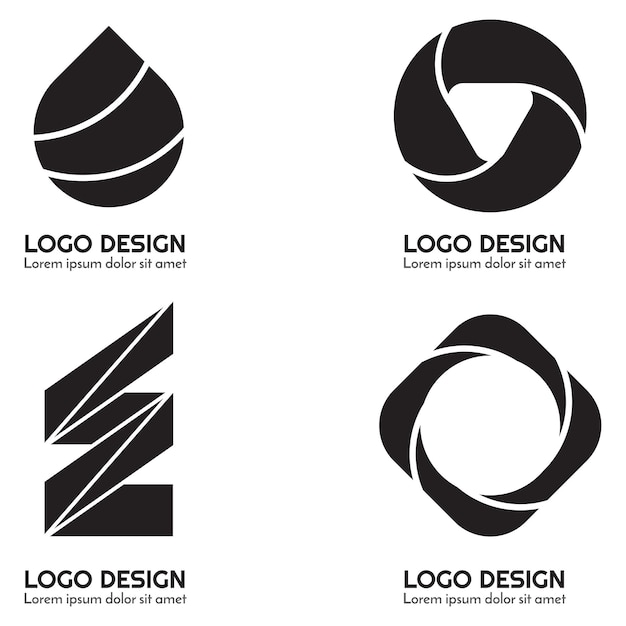 Conjunto de coleção de logotipo preto e branco totalmente editável
