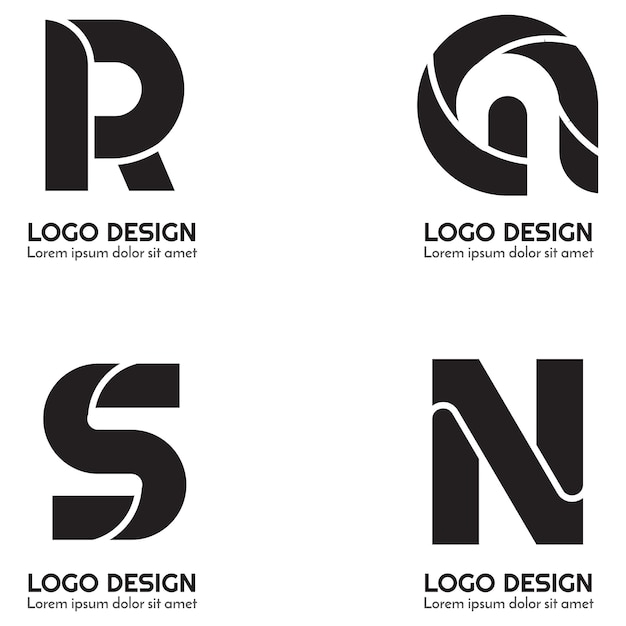 Conjunto de coleção de logotipo preto e branco totalmente editável