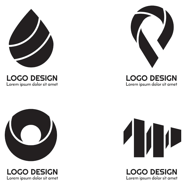 Conjunto de coleção de logotipo preto e branco totalmente editável